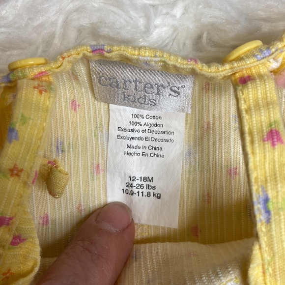 Carter’s Yellow Floral 12-18 Months Overalls - Picture 7 of 8